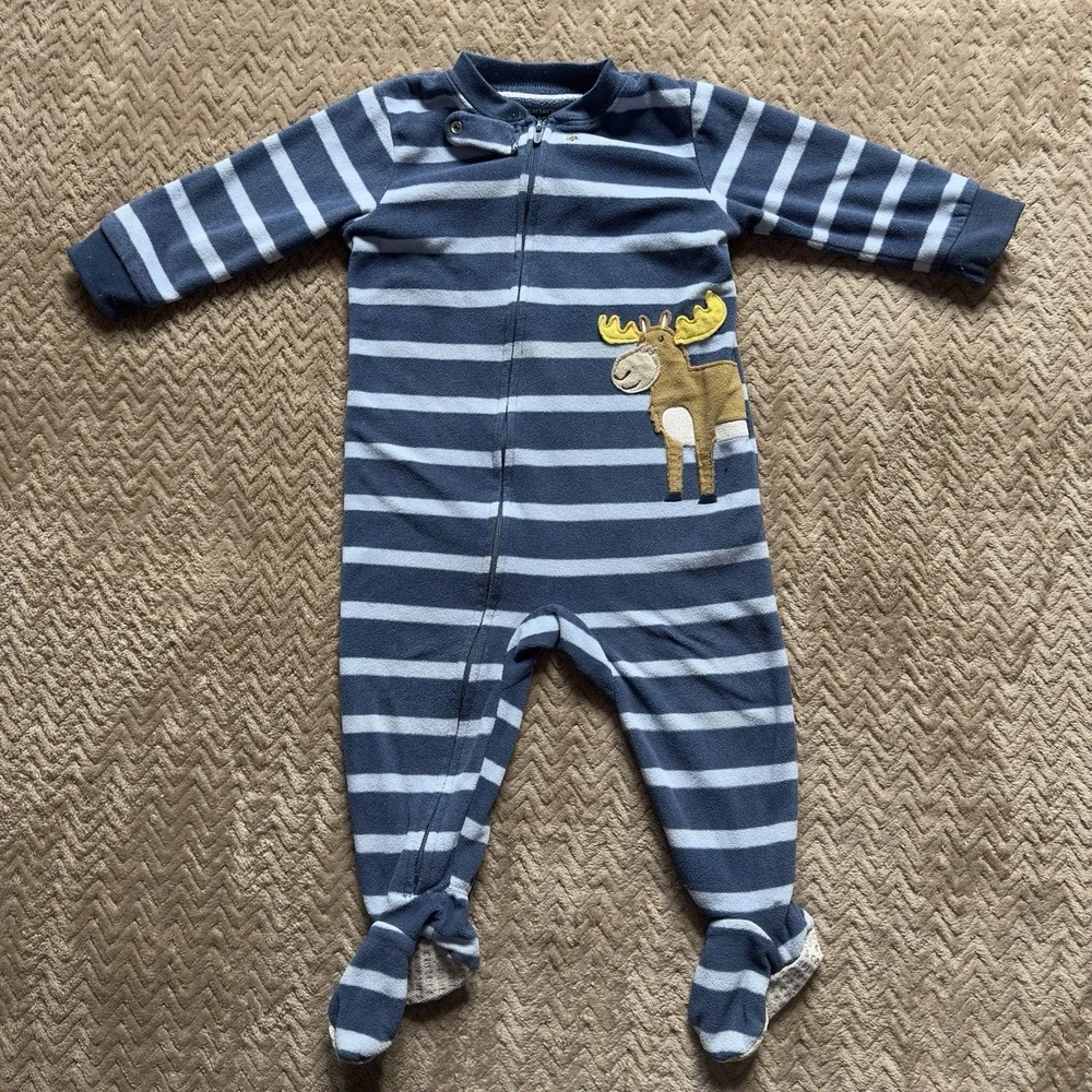 Carter's Boys 12 Month One-Piece Fleece Zipper Long Sleeve Footie Pajama